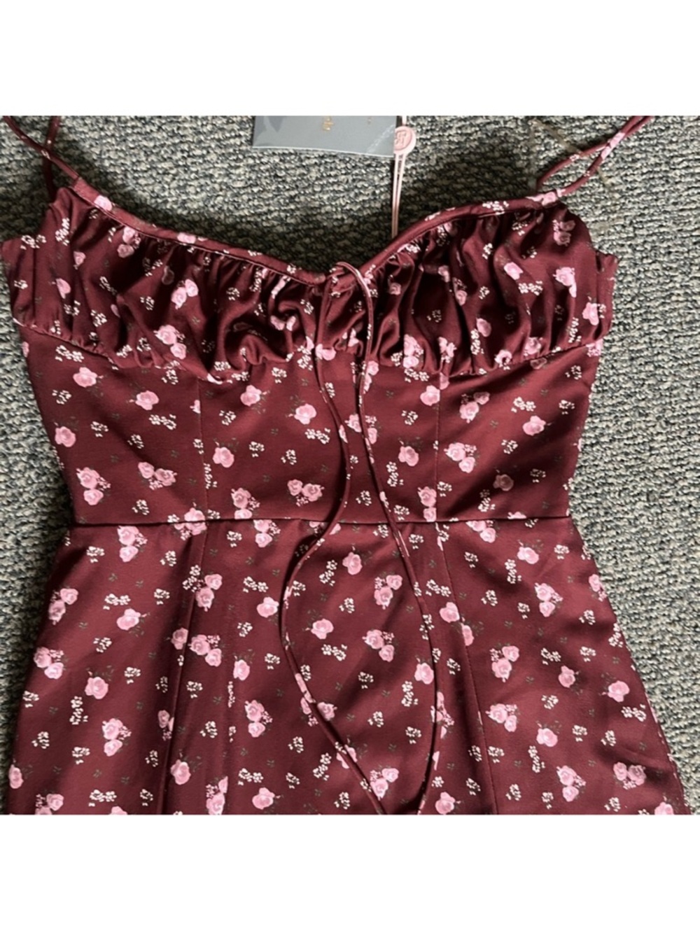 House of CB Burgundy Floral Maxi Dress with Side Slit - Picture 12 of 15